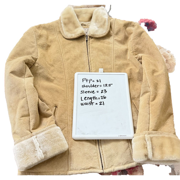 Vintage ZJazz Penny Lane Style Suede Leather Beige Women's Size Large Y2k Boho - Picture 7 of 10